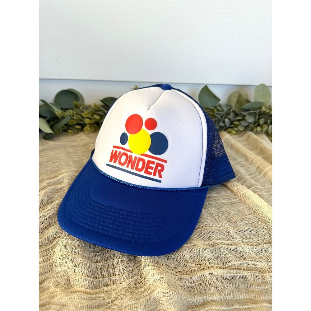 Vintage Wonder Bread blue‎ white Snapback Mesh trucker Cap hat blue Otto 32-468